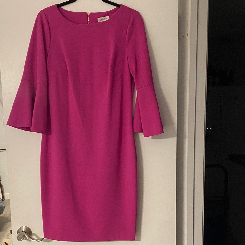 Calvin Klein Vibrant Pink Long Sleeve Dress